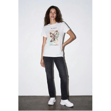 QUZU 26YTSH02191 T-SHİRT EKRU