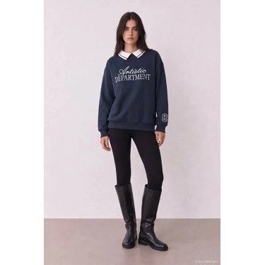 QUZU 27KSWT02528 SWEATSHİRT LACİVERT