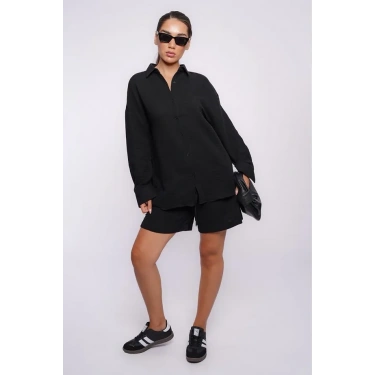 SeeH SH230 Müslin Gömlek Siyah