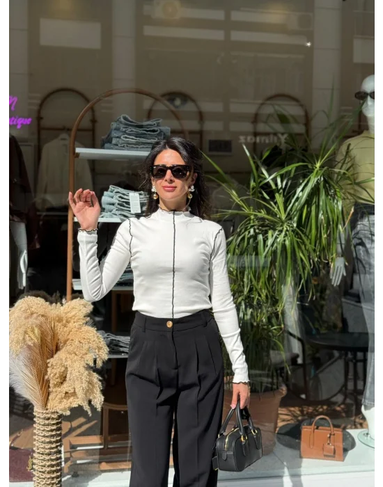 DİKİŞLİ GARNİLİ BLUZ