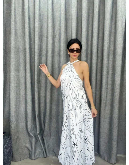 BEYAZ RENK SATEN ELBİSE