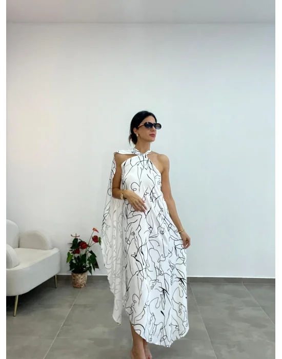 BEYAZ RENK SATEN ELBİSE