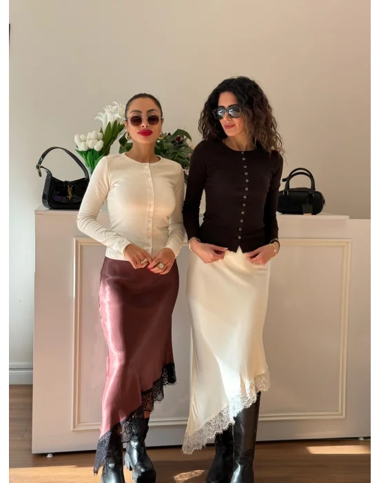 BİSİKLET YAKA ÇIT ÇIT KAPAMALI PAMUKLU BLUZ