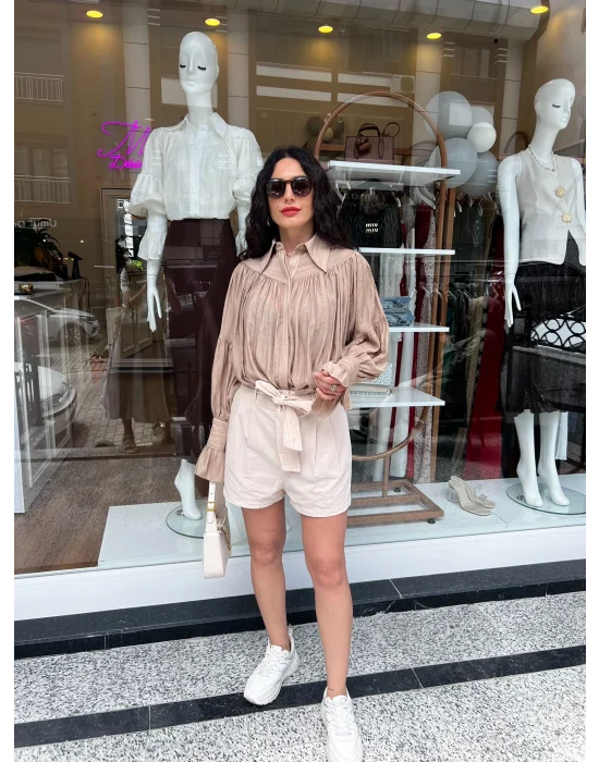 Buzgu Ve Kol Detayli Gomlek