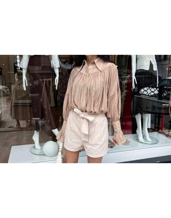 Buzgu Ve Kol Detayli Gomlek