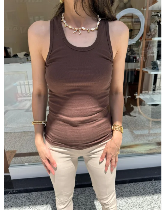 Çelik Örme Atlet Kahverengi