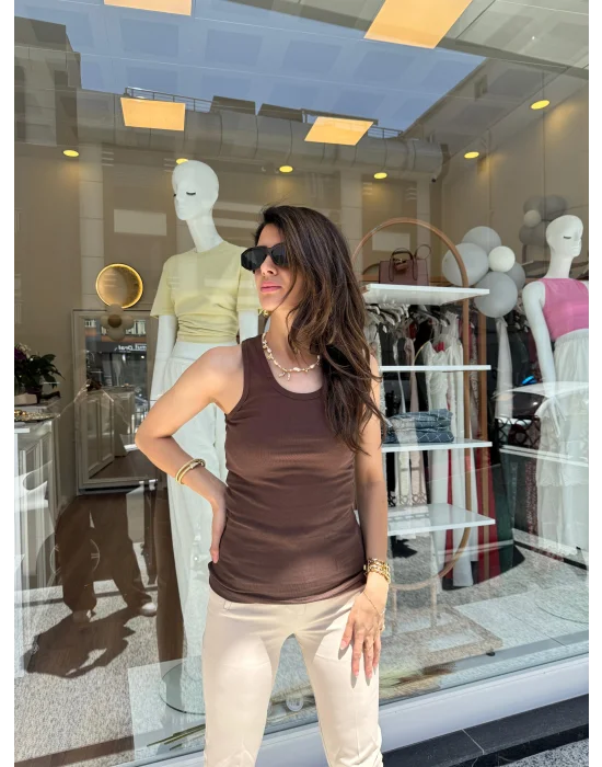 Çelik Örme Atlet Kahverengi