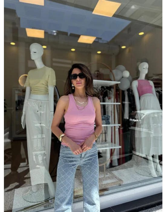 Çelik Örme Atlet Pembe