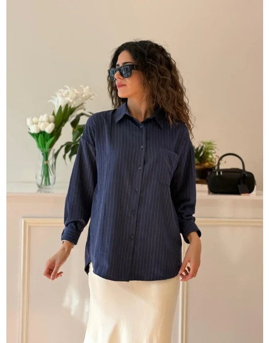 ÇİZGİLİ OVERSİZE GÖMLEK