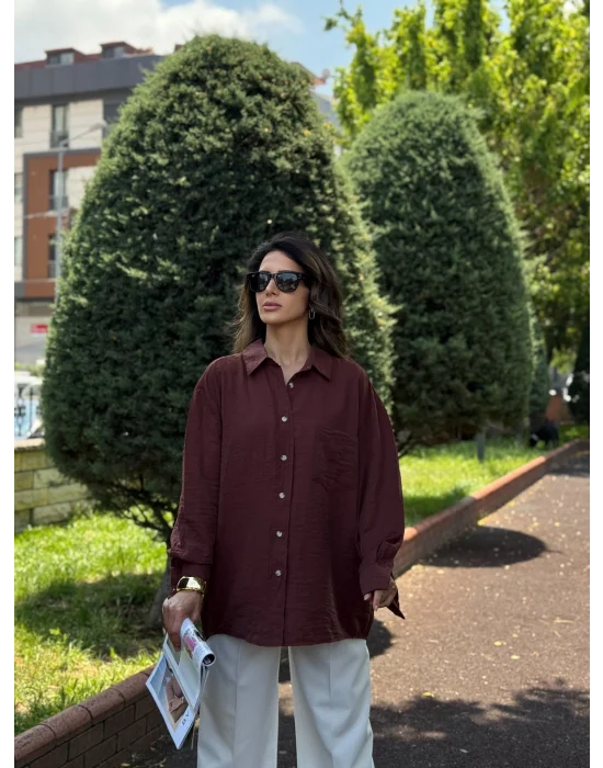 Dusuk Omuz Oversize Gomlek