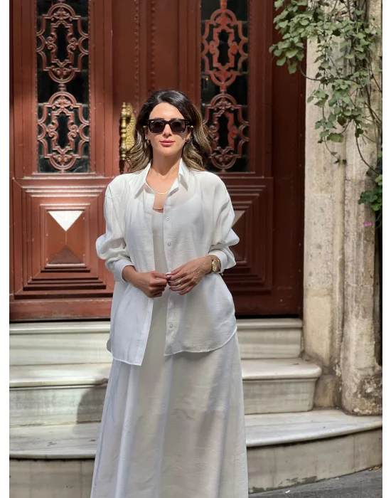 Gömlek-elbise Takım Beyaz