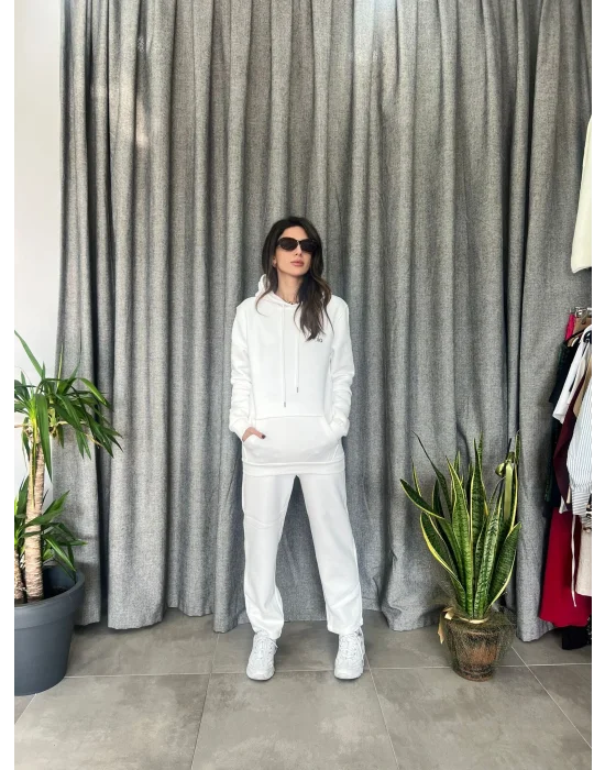 Kanguru Cepli Şardonlu Kapüşonlu Eşofman Takımı