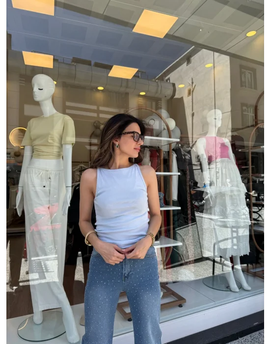 Kayık Yaka Atlet Mavi