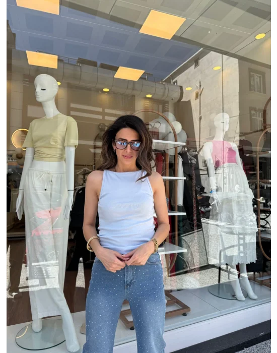 Kayık Yaka Atlet Mavi