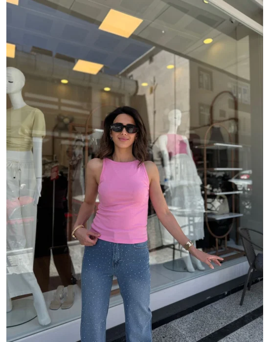 Kayık Yaka Atlet pembe