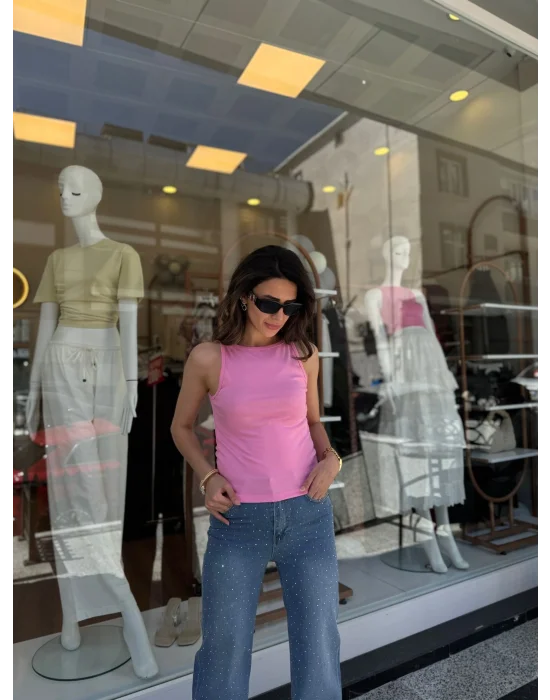 Kayık Yaka Atlet pembe