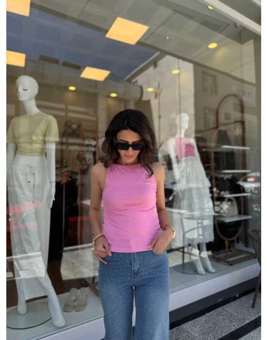 Kayık Yaka Atlet pembe