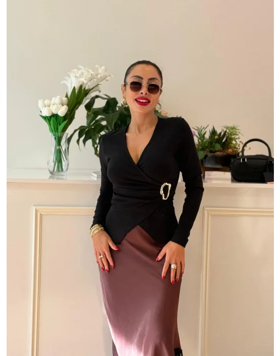 KRUVAZE UZUN KOL TOKALI BLUZ