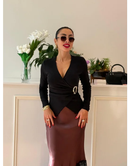 KRUVAZE UZUN KOL TOKALI BLUZ