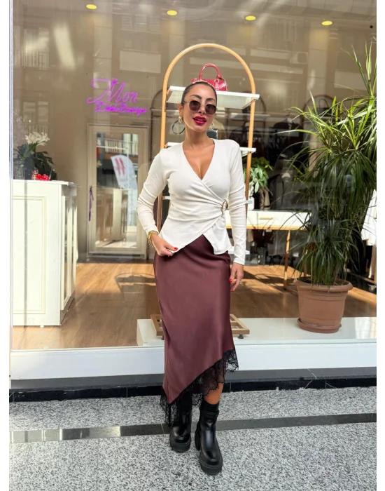 KRUVAZE UZUN KOL TOKALI BLUZ