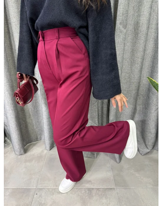 ORJİNAL MARKA BORDO PALAZZO PANTALON