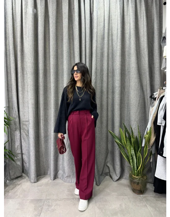 ORJİNAL MARKA BORDO PALAZZO PANTALON