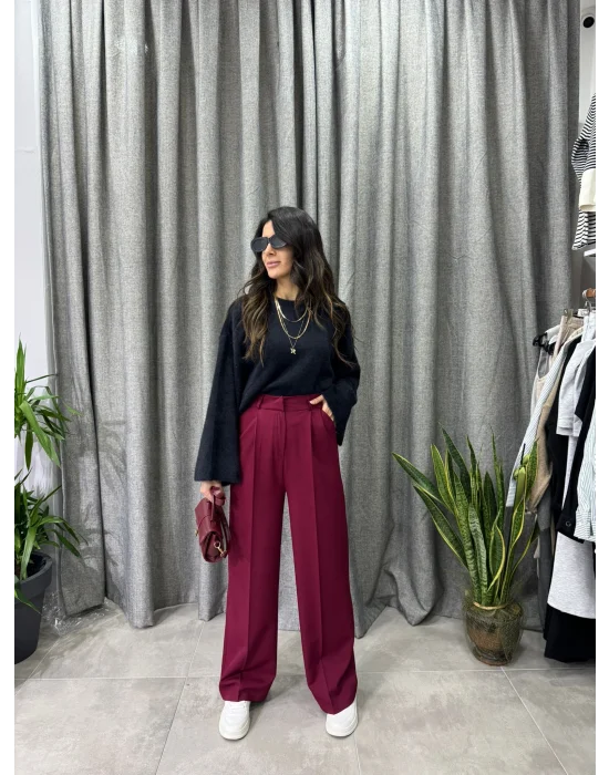 ORJİNAL MARKA BORDO PALAZZO PANTALON