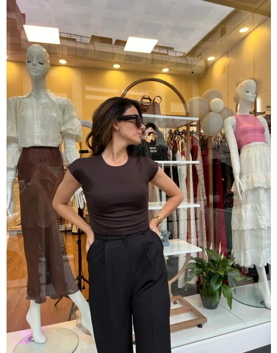 Pamuk Ve Modal Karisimli Crop Top