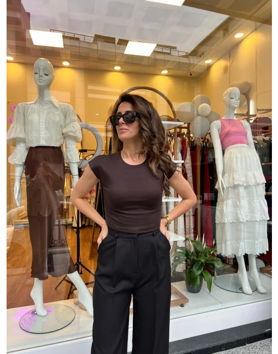 Pamuk Ve Modal Karisimli Crop Top