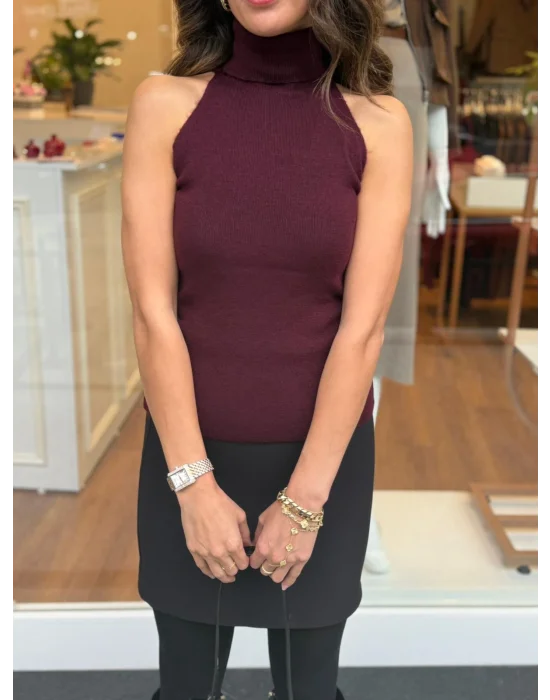 SIFIR KOL BALIKÇI YAKA TRİKO BLUZ