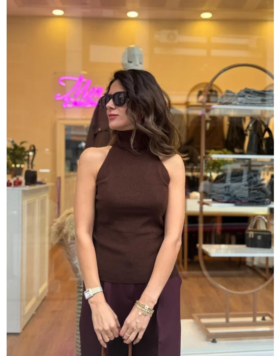 SIFIR KOL BALIKÇI YAKA TRİKO BLUZ