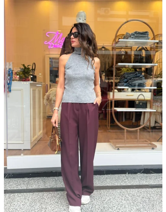 SIFIR KOL BALIKÇI YAKA TRİKO BLUZ