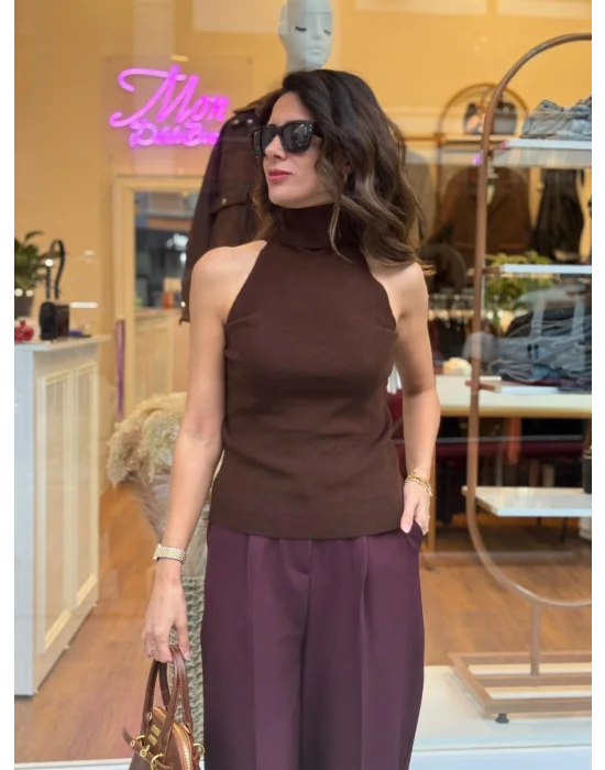 SIFIR KOL BALIKÇI YAKA TRİKO BLUZ