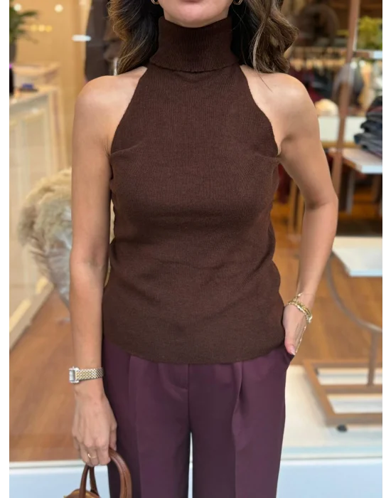 SIFIR KOL BALIKÇI YAKA TRİKO BLUZ