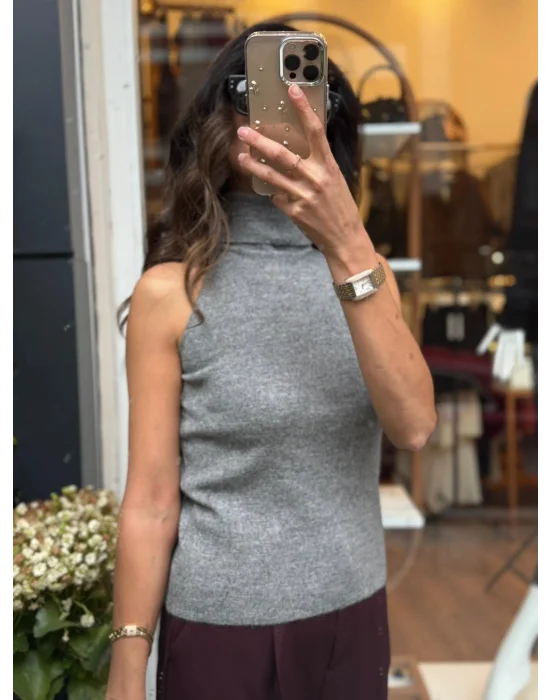 SIFIR KOL BALIKÇI YAKA TRİKO BLUZ