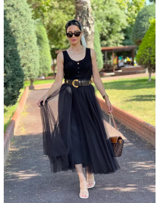 Siyah Tül Etek