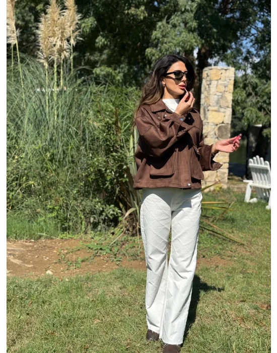 SÜET CEPLİ FERMUARLI CEKET