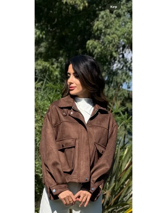 SÜET CEPLİ FERMUARLI CEKET