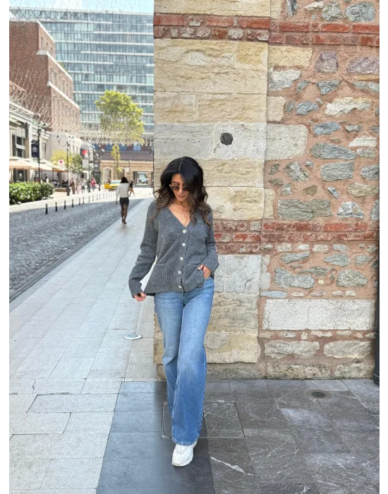 KIRIKLI KUMAS WİDE LEG JEAN