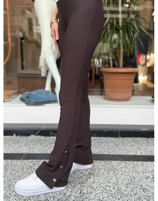 YÜKSEK BEL GOLD DÜĞME DETAY İSPANYOL PAÇA TAYT