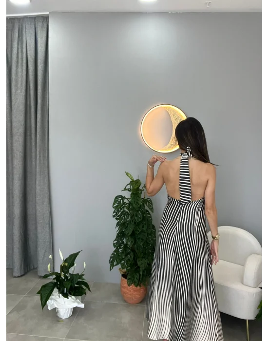 ZEBRA SATEN ARKASI DEGAJE ELBİSE