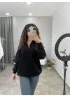Yaka Fermuarlı Sweatshirt Siyah