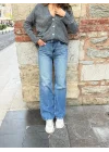 KIRIKLI KUMAS WİDE LEG JEAN