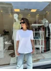 Yüksek Yaka Basic Tişört Beyaz