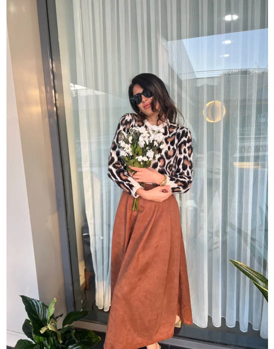 Leopar Desenli Hırka