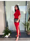 Modal Kumaş Elbise Kırmızı