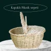 Hasır Kapaklı Piknik Sepeti – El Yapımı Büyük Boy Doğal Sepet | Çok Amaçlı Kullanım