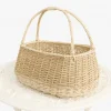 Doğal El Örgüsü Hasır Sepet – Bohem Tarz Dekoratif ve Çok Amaçlı