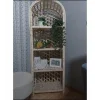 Hasır 4 Katlı Doğal Raf – Bohem Tarz Dekoratif Kitaplık & Düzenleyici