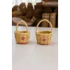 Mini El Yapımı Hasır Sepet – 2’li Dekoratif Süs Sepeti Seti